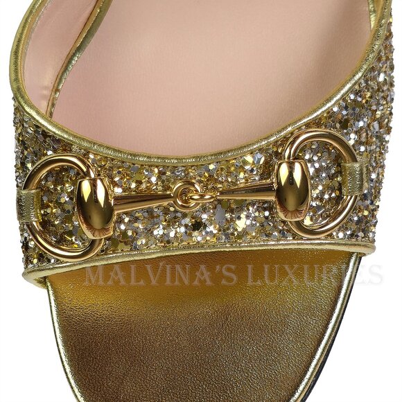 GUCCI SHOES GOLD METALLIC HORSEBIT SANDALS $990 sz 40 10 - Picture 12 of 16